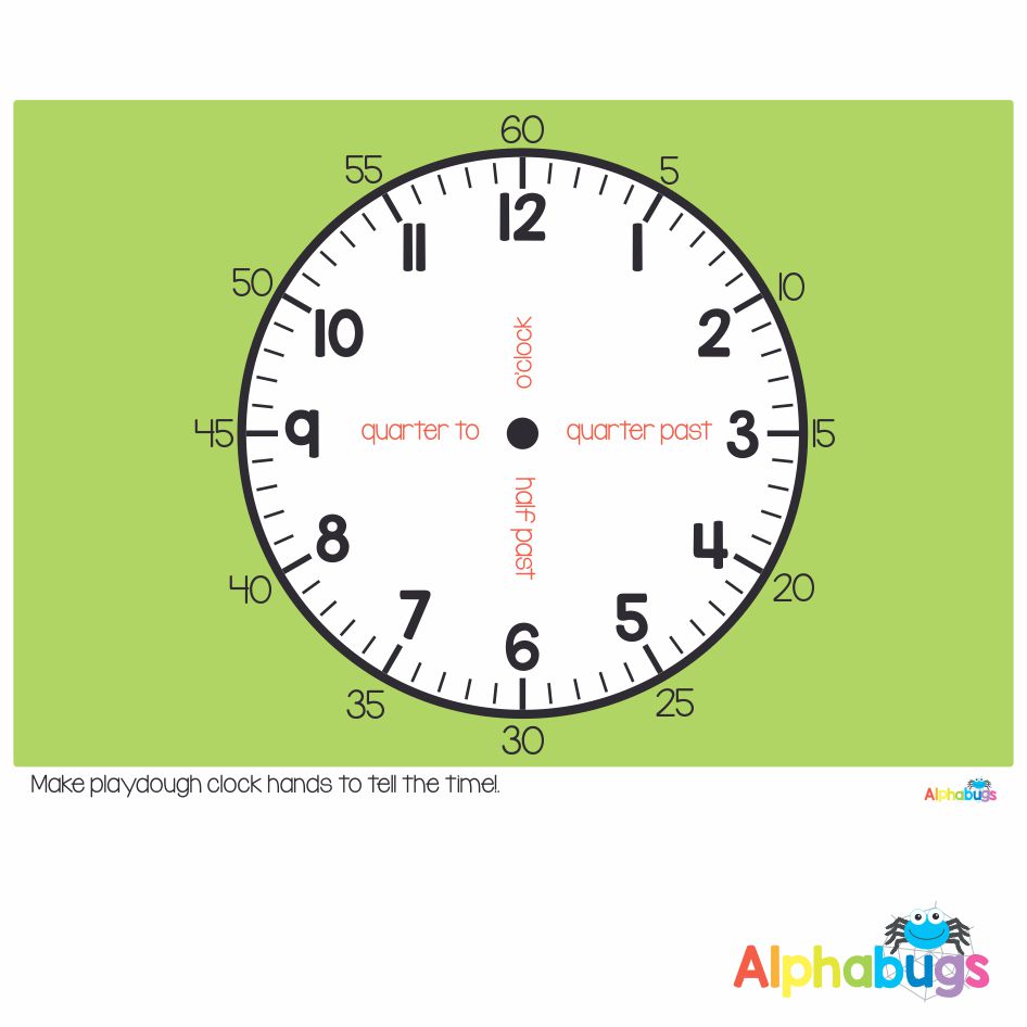 Playdough Mat Clock Face 2 Alphabugs
