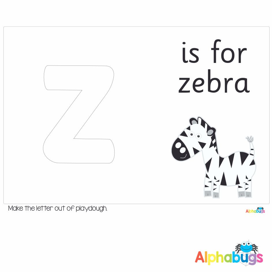 Playdough Mat Learning Letters z Alphabugs