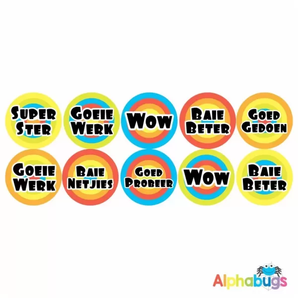 Afrikaans Stickers – Algemene Motivering Stel 10