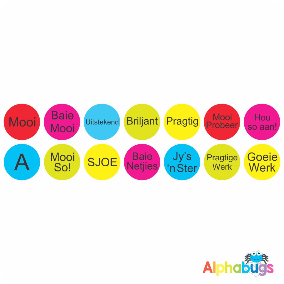 Afrikaans Stickers Regstellin Ster Alphabugs