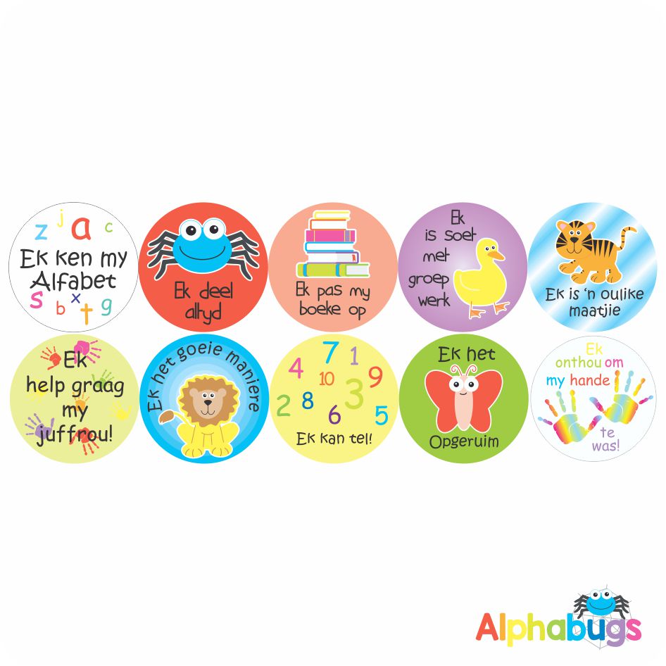Afrikaans Stickers Grondslagfase Stel 1 Alphabugs