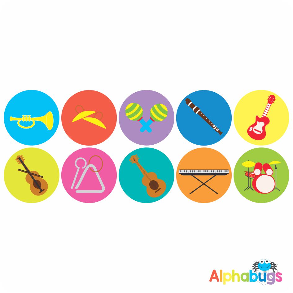 Music Stickers Musical Instruments Alphabugs