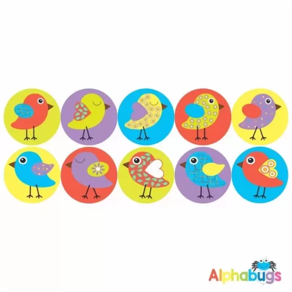 Themed Stickers – Retro Birds Bright