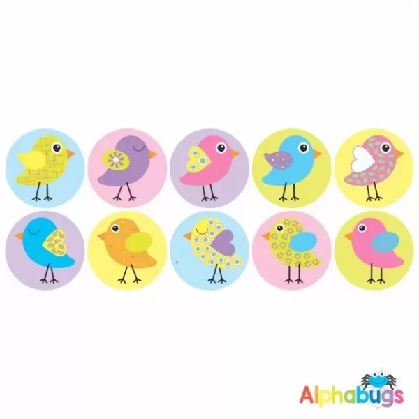Themed Stickers – Retro Birds Pastel