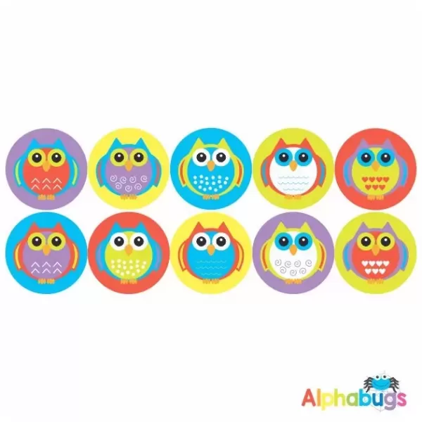 Themed Stickers – Retro Owls Bright