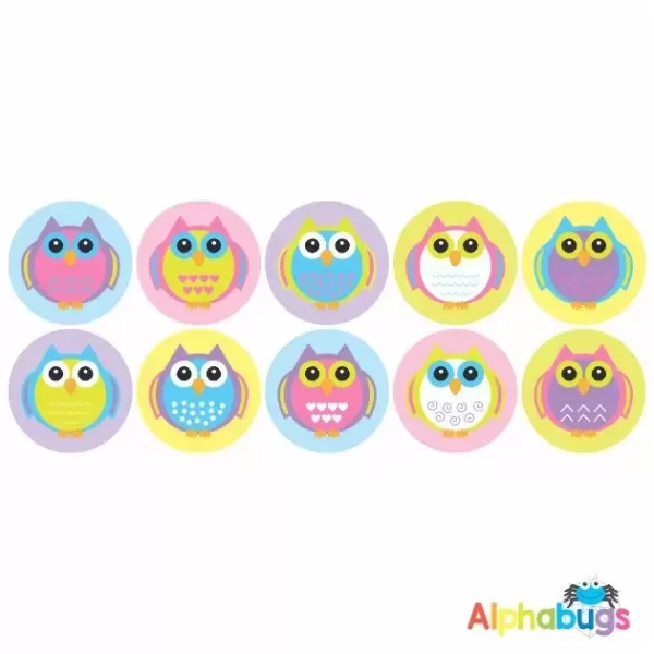 Themed Stickers – Retro Owls Pastel