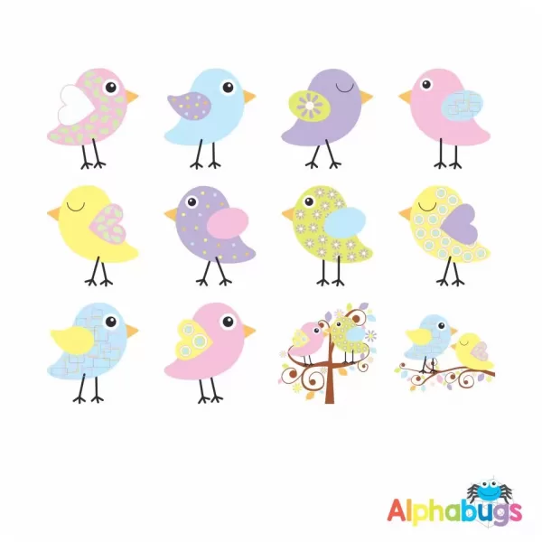 Character Cutouts – Pastel Birds