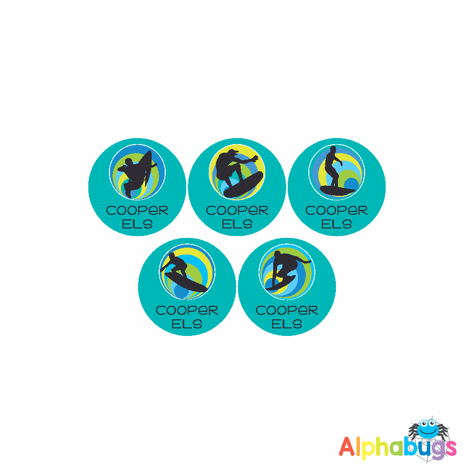 Small round labels alphabugs