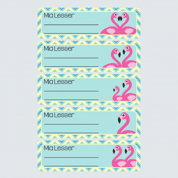 Small Book Labels – Fab Flamingos