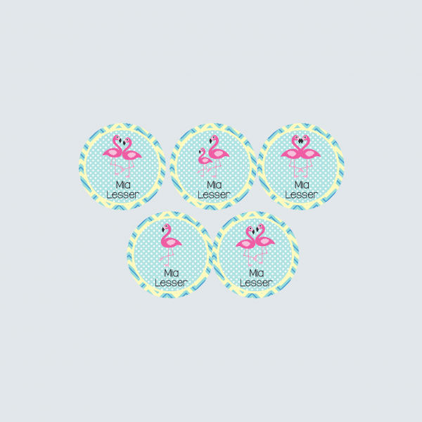Small Round Labels – Fab Flamingos