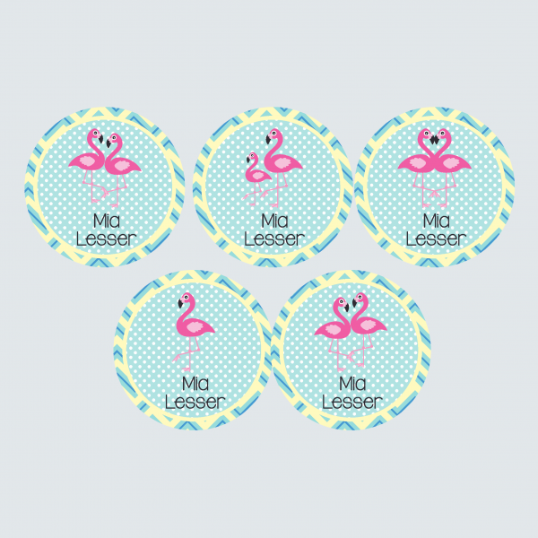 Large Round Labels – Fab Flamingos