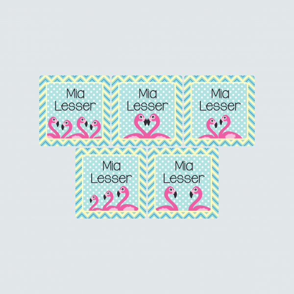 Square Labels – Fab Flamingos