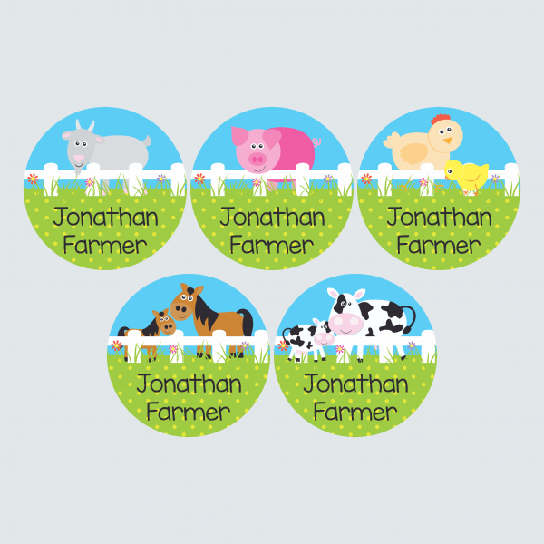 Large Round Labels – At the Farm
