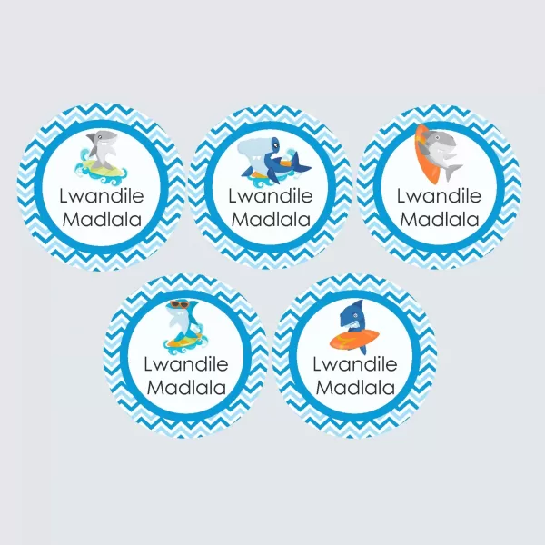 Large Round Labels – Shark Attack
