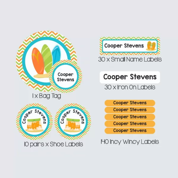 Essential Kids Label Pack – Surfs Up