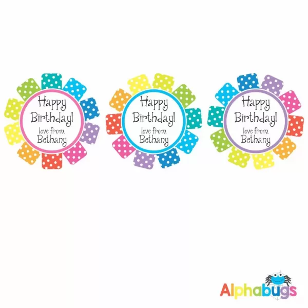 Gift Labels – Rainbow Rosettes (Round)