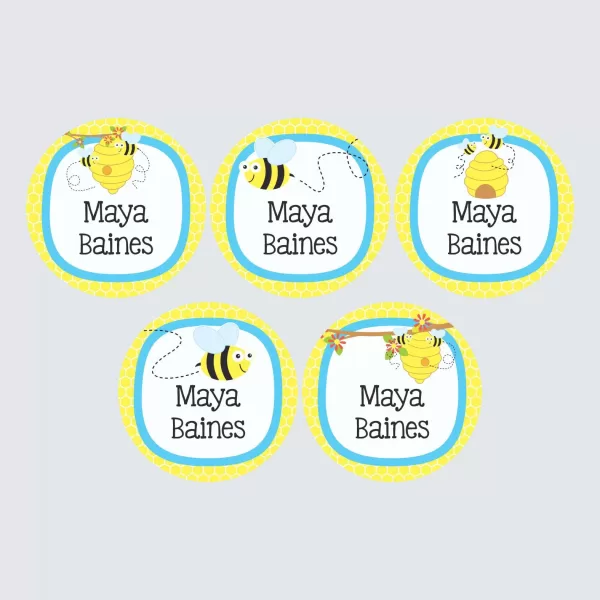 Large Round Labels – Busy Bees