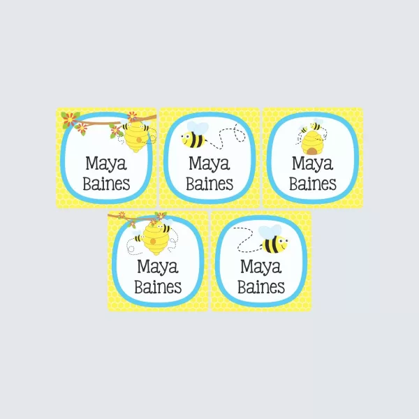 Square Labels – Busy Bees
