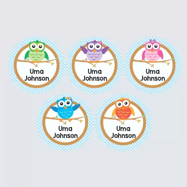Large Round Labels – Wise Owls