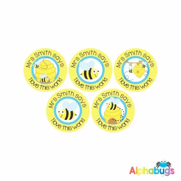 Pre-Designed Personalised Stickers – Busy Bees 1