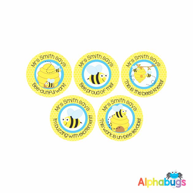 PreDesigned Personalised Stickers Busy Bees 2 Alphabugs