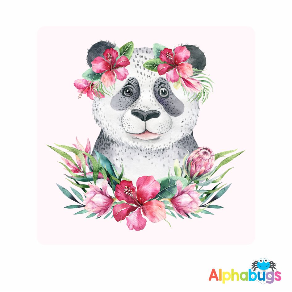 Wall Decor Blush Flower Crown Panda Alphabugs