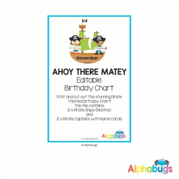 Downloadable – Ahoy There Matey Birthday Chart