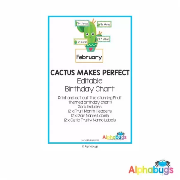 Classroom Decor – Cactus Makes Perfect Birthday Chart