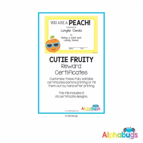Classroom Decor – Cutey Fruity Reward Certificates