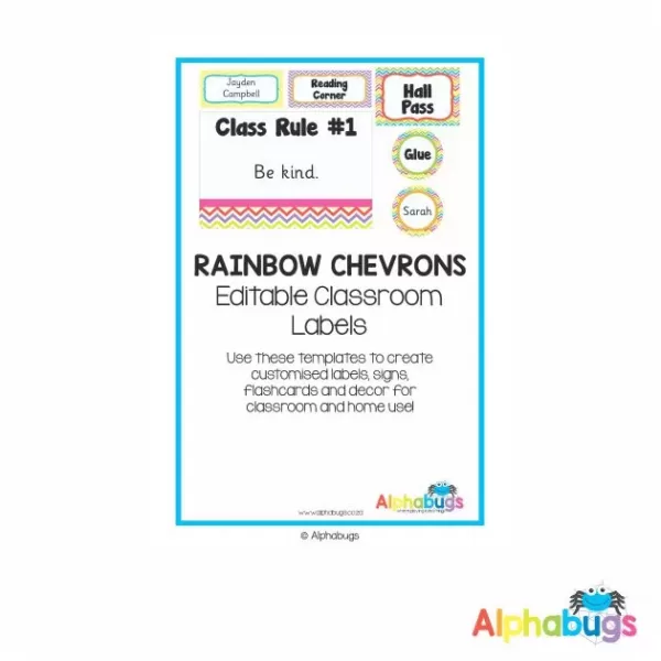 Classroom Decor – Rainbow Chevrons Labels