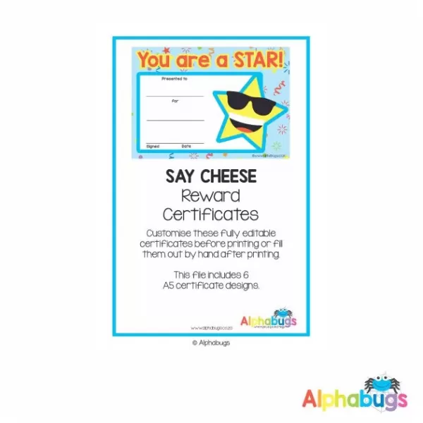 Classroom Decor – Say Cheese Reward Certificates