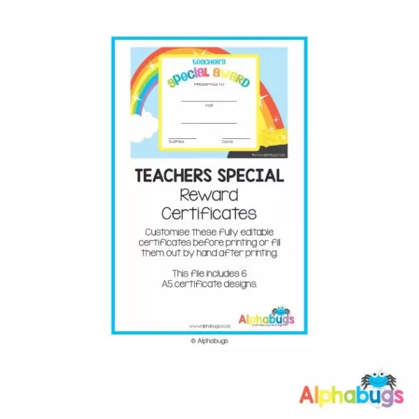 Classroom Decor – Teacher’s Award Reward Certificates