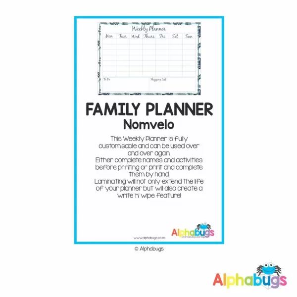 Home Printable – Family Planner Nomvelo