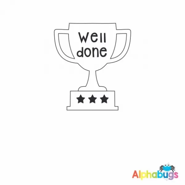 Well Done Trophy 3cm Stamp