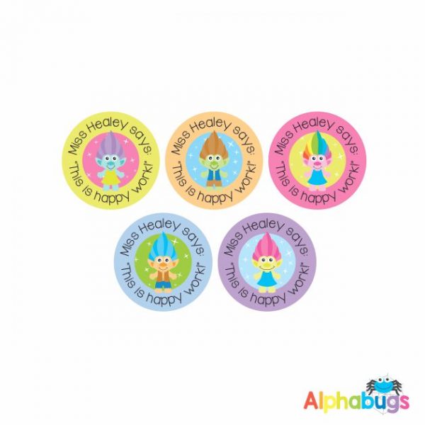Pre-Designed Personalised Stickers – Troublesome Trolls 1