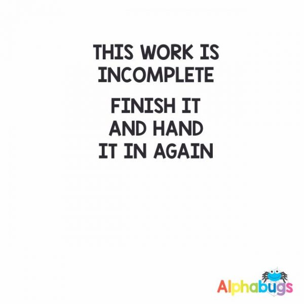 This work is incomplete 3cm Stamp