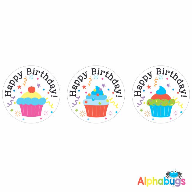 Birthday Badge Stickers Make a wish Alphabugs