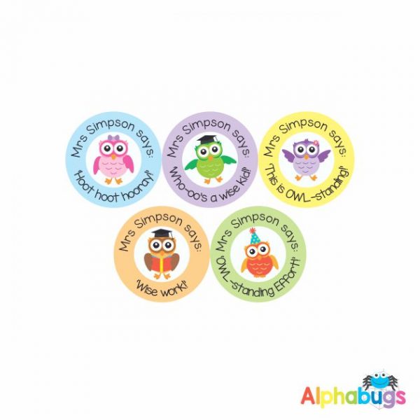 Pre-Designed Personalised Stickers – Wise Owls 2