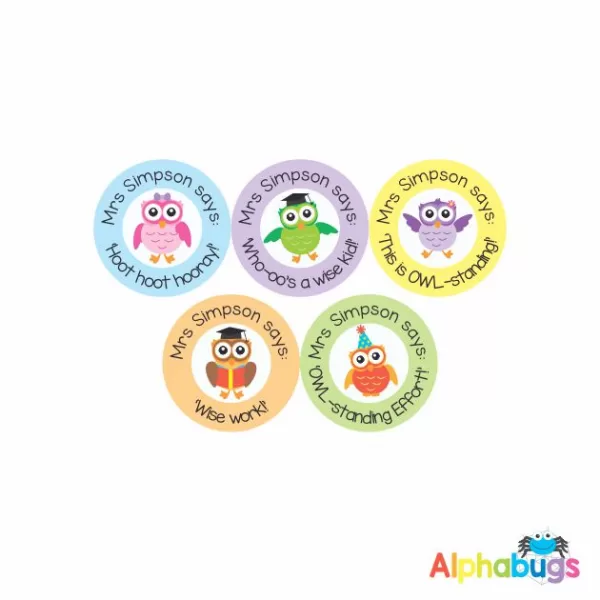 Pre-Designed Personalised Stickers – Wise Owls 2