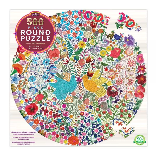 eeBoo – Blue Bird Yellow Bird 500 Piece Round Puzzl