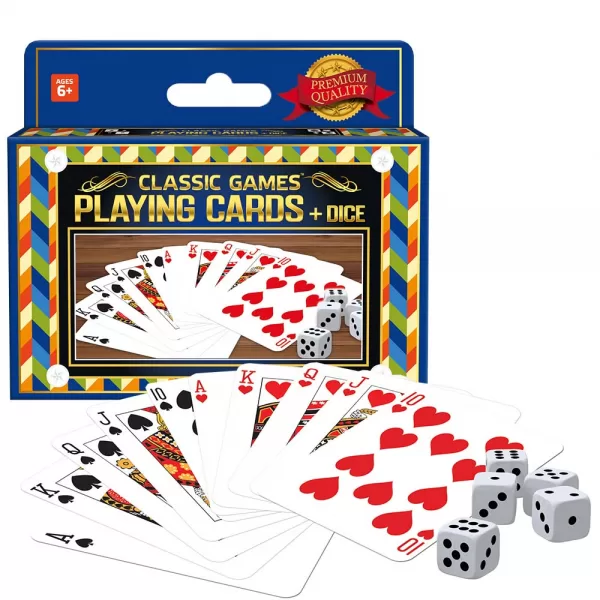 Ambassador – Classic Games – Quality Playing Cards – 2 x Playing Card Decks & 5 Dice