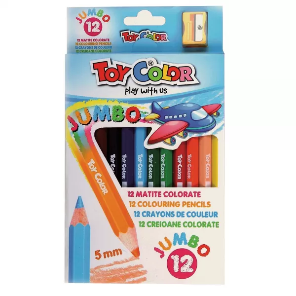 Toy Color – Wooden Pencil – Jumbo – 12 Colours Retail Hanger Pack