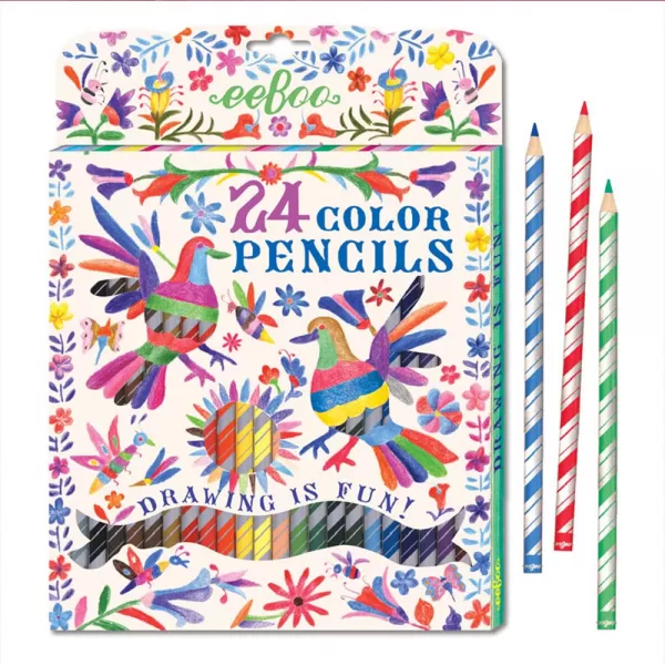 eeBoo – Oaxaca Birds 24 Color Pencils Paper