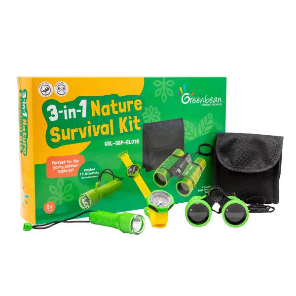 Greenbean Science – Nature Survival Kit – Binocular with Lanyard & Compass