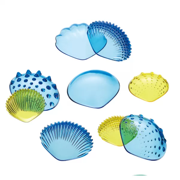 EDX Education – Tactile Shells – Transparent – 6 Tactile Surfaces & 2 Colours – Large & Small – Activity Guide – 48pcs Jar