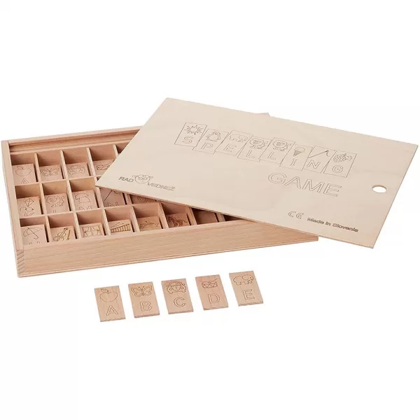Little Sprouts By Greenbean – Wooden Letter Tiles – Upper & Lower Case – 96pcs in Wooden Box with Cover – Natural Beech Wood
