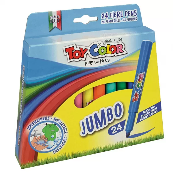 Toy Color – Fibre Pens – Jumbo – 24 Colours Retail Hanger Pack
