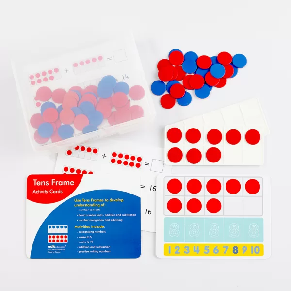EDX Education – Ten Frames – Activity Set – 16 Cards – 104pcs – Container