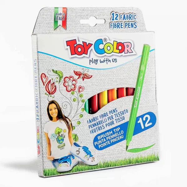 Toy Color – Fabric Pens – 12 Colours Retail Hanger Pack