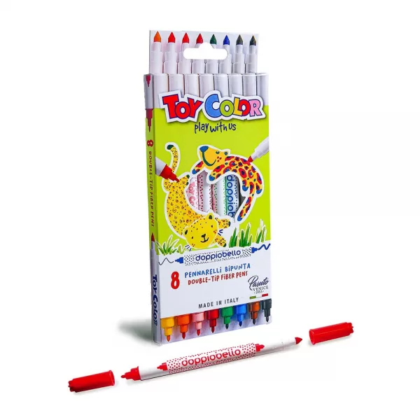 Toy Color – Set 8 Double-Pointed Doppiobello Fiber-Pens with Hanger